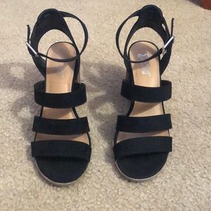 Black strapped heels